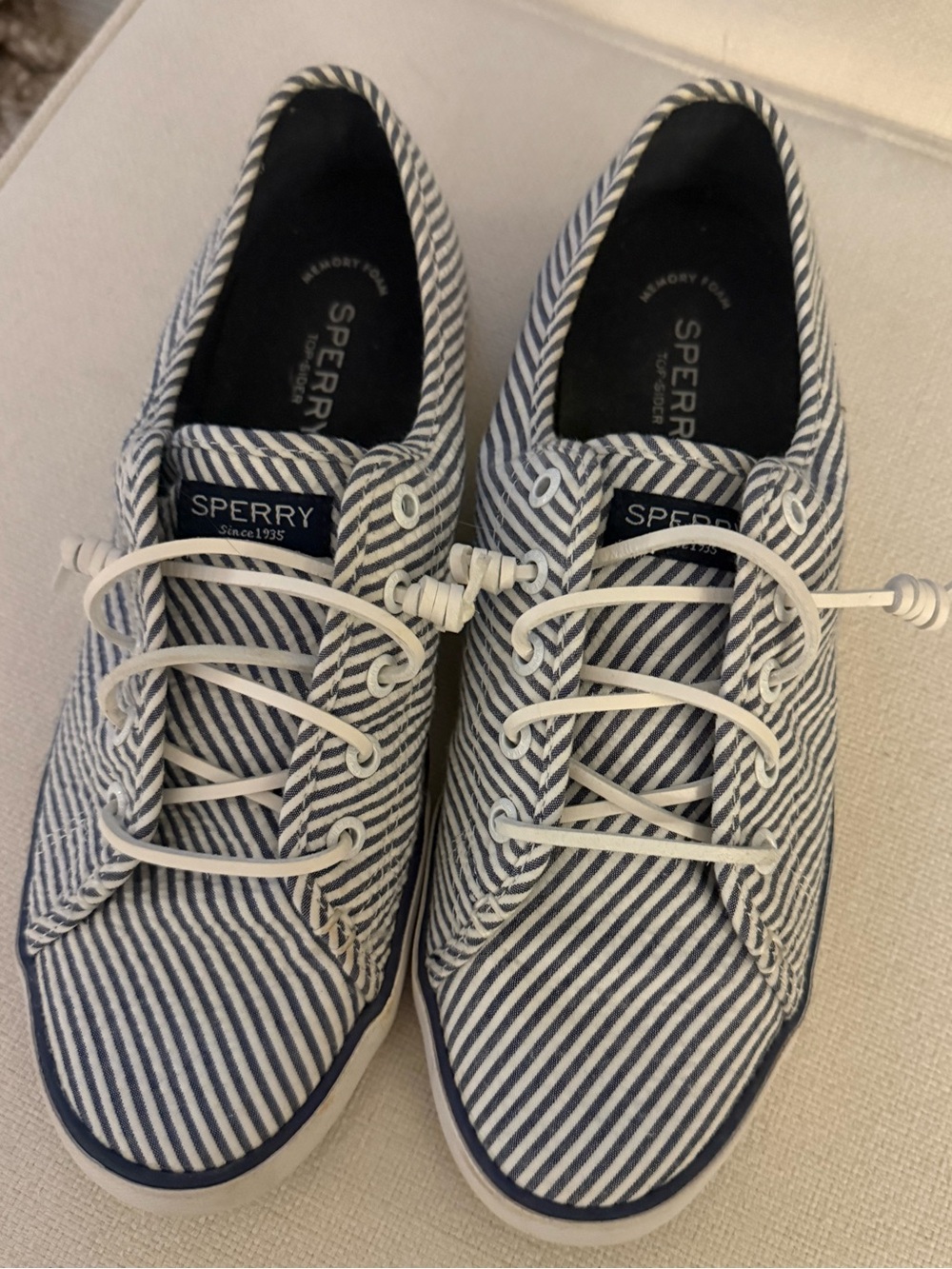Sperry Navy & White Striped Canvas Sneakers
